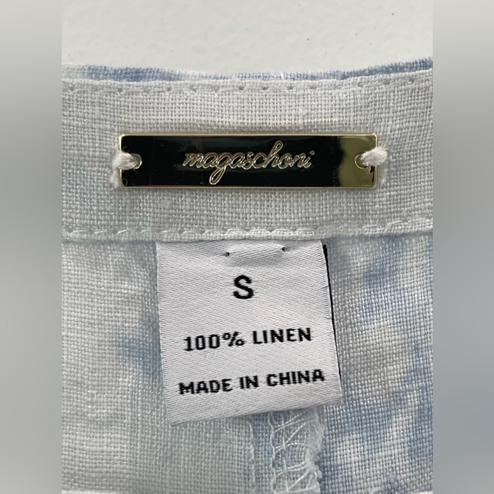 MAGASCHONI CLOUDY DAY TIE DYE 100%LINEN Blue White Dress Size S - Picture 6 of 10